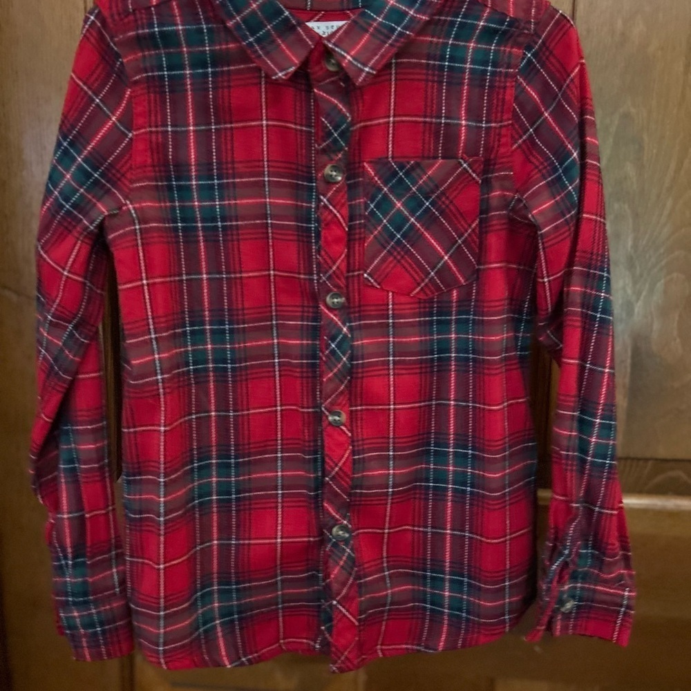 Max Studio Kids Red and Blue Plaid Button Down Shirt - Picture 2 of 10